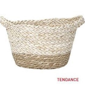 Seagrass Basket With Pompoms - Natural/White - Various Sizes