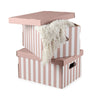 Pink Striped Carboard Boxes- Set of 2