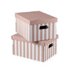 Pink Striped Carboard Boxes- Set of 2
