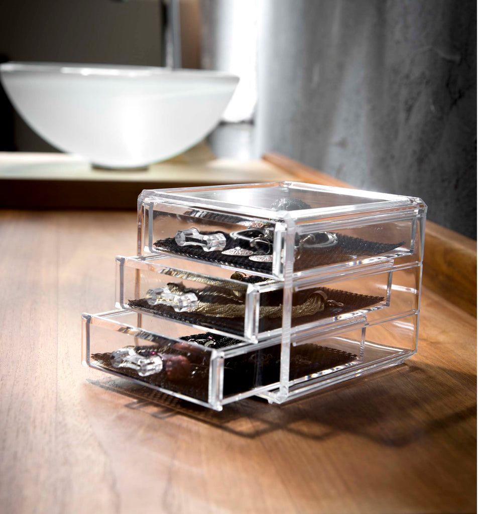 Cosmetic Organizer Box With 3 Drawers - The Organised Store
