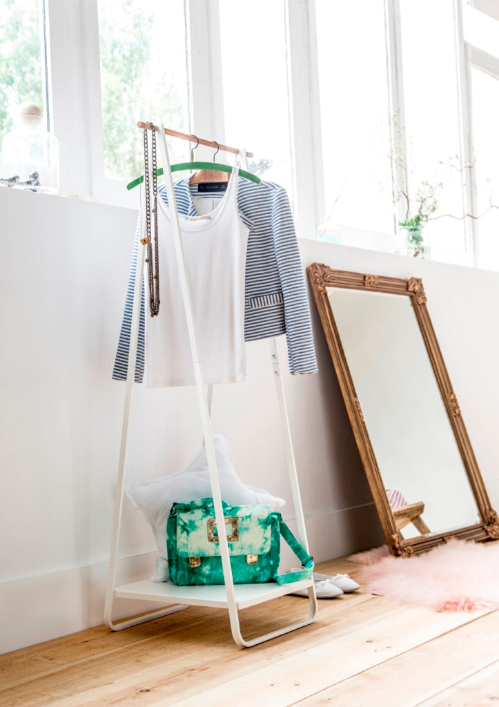 White Clothes Rail With Shelf