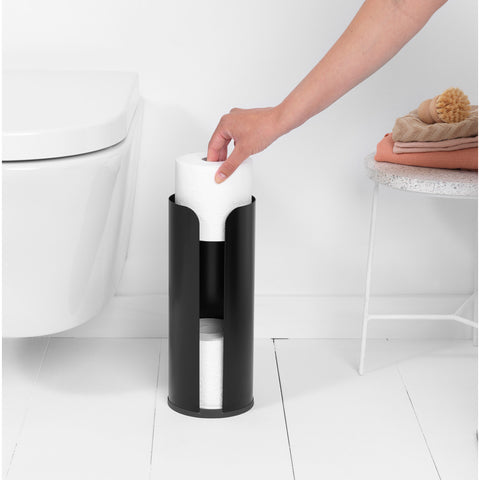 Metal Toilet Brush & Paper Dispenser - Black