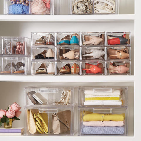 Clear stackable clearance large shoe drawer