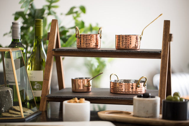 Artesà 2 Tier Slate & Wood Serving Stand
