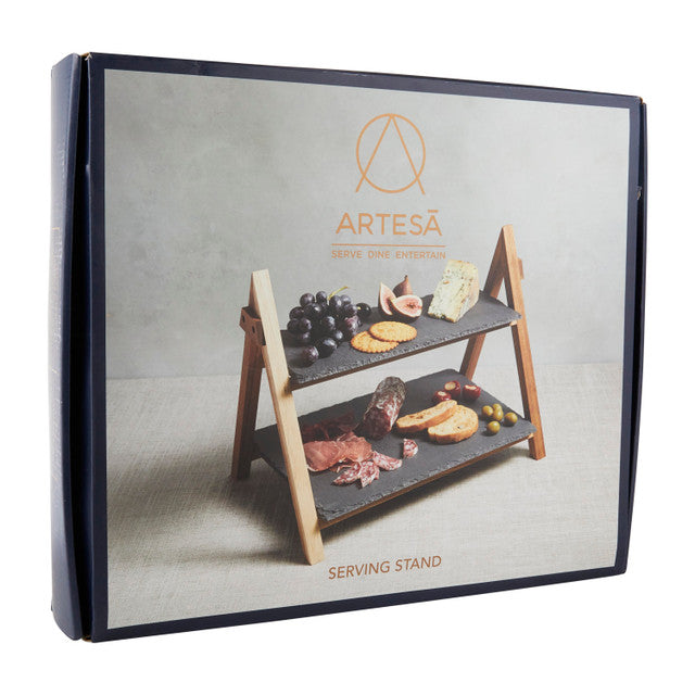 Artesà 2 Tier Slate & Wood Serving Stand