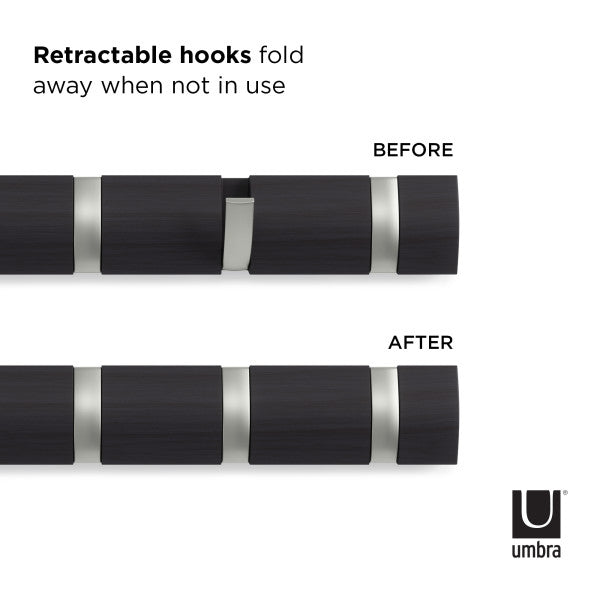 Flip 5 Hook Wall Mounted Coat Rack NEW The Organised Store