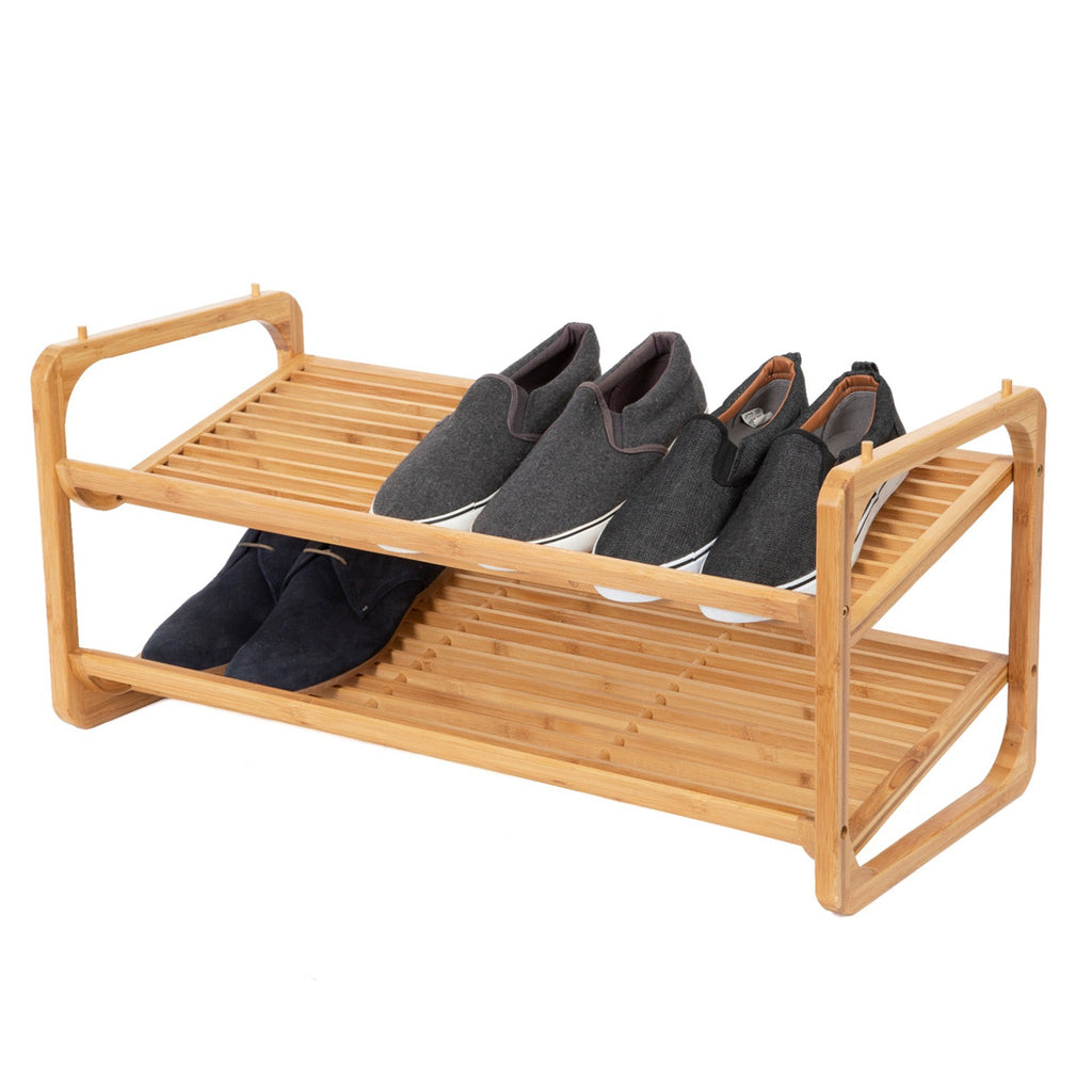 Stackable Bamboo Shoe Rack The Organised Store