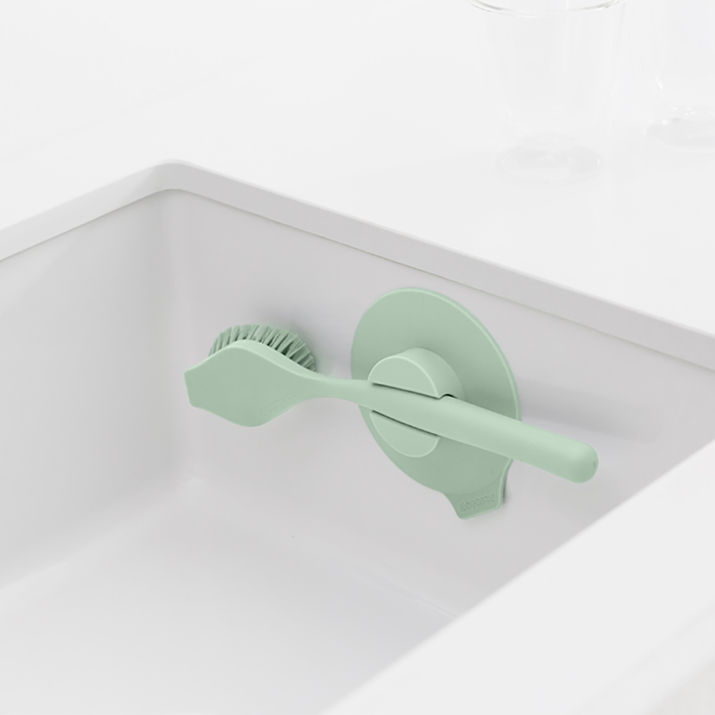 Dish Brush With Suction Cup Holder - Jade