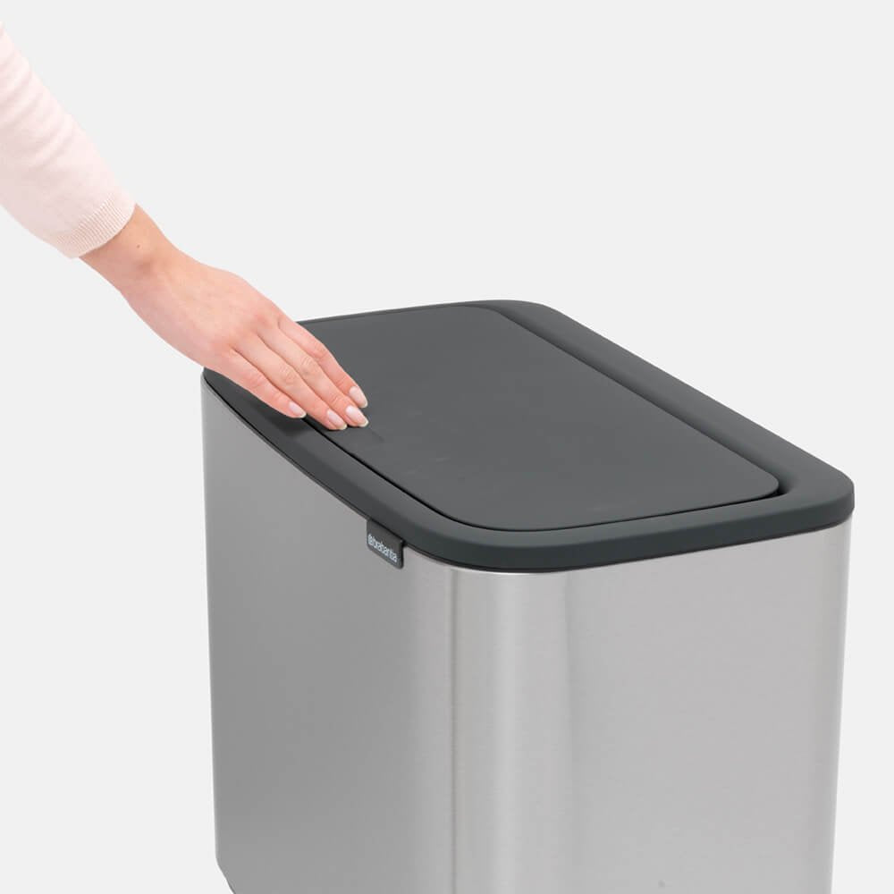 Bo Touch Bin With 1 Inner Bucket 36L Matt Steel - The Organised Store