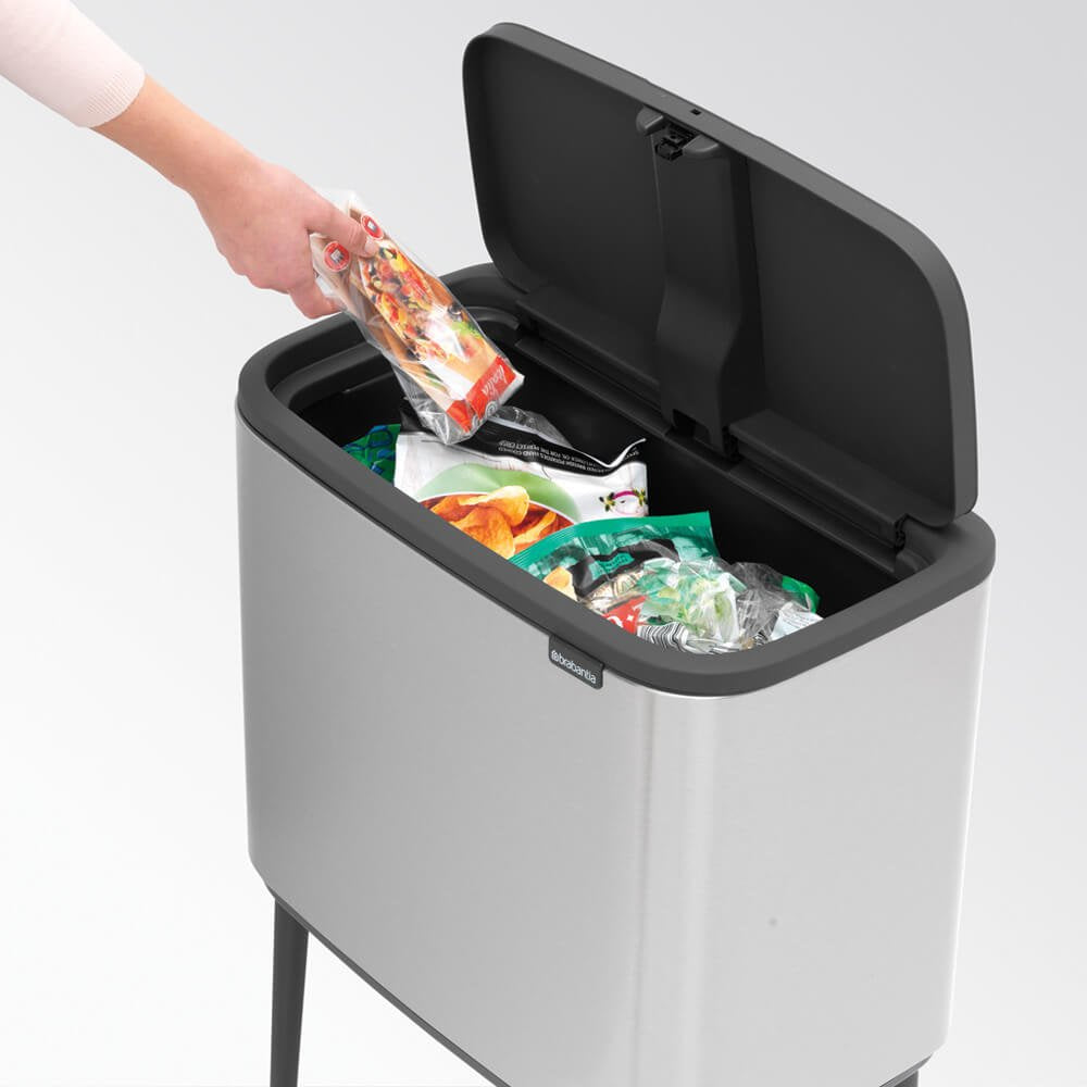 Bo Touch Bin With 1 Inner Bucket 36L Matt Steel - The Organised Store