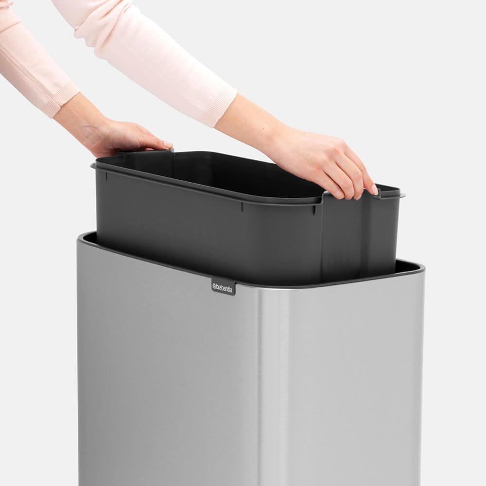 Bo Touch Bin With 1 Inner Bucket 36L Matt Steel - The Organised Store