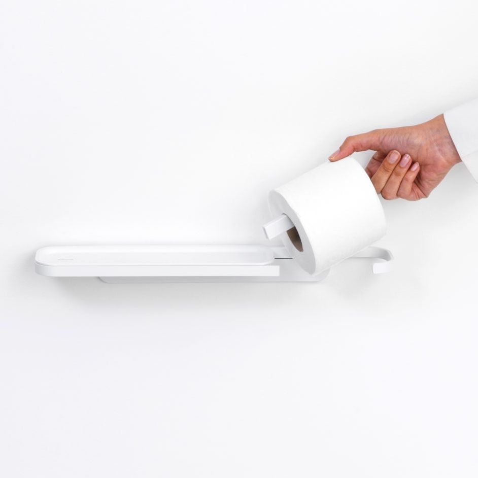 MindSet Toilet Rool Holder with Shelf-Fresh White - The Organised Store