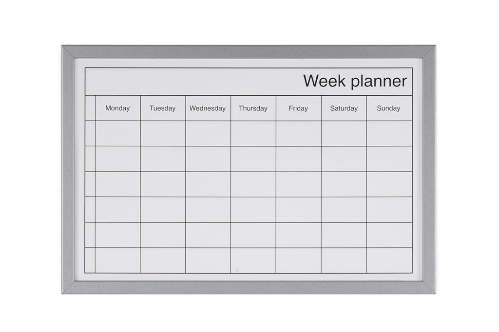 Week Planner Message Board- Light or Dark Grey Frame