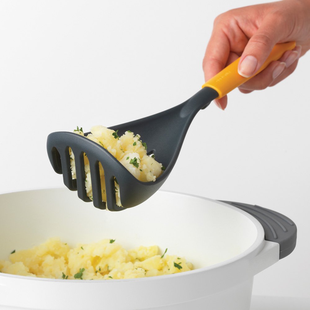 Potato Masher Plus Spoon Non Stick Honey Yellow