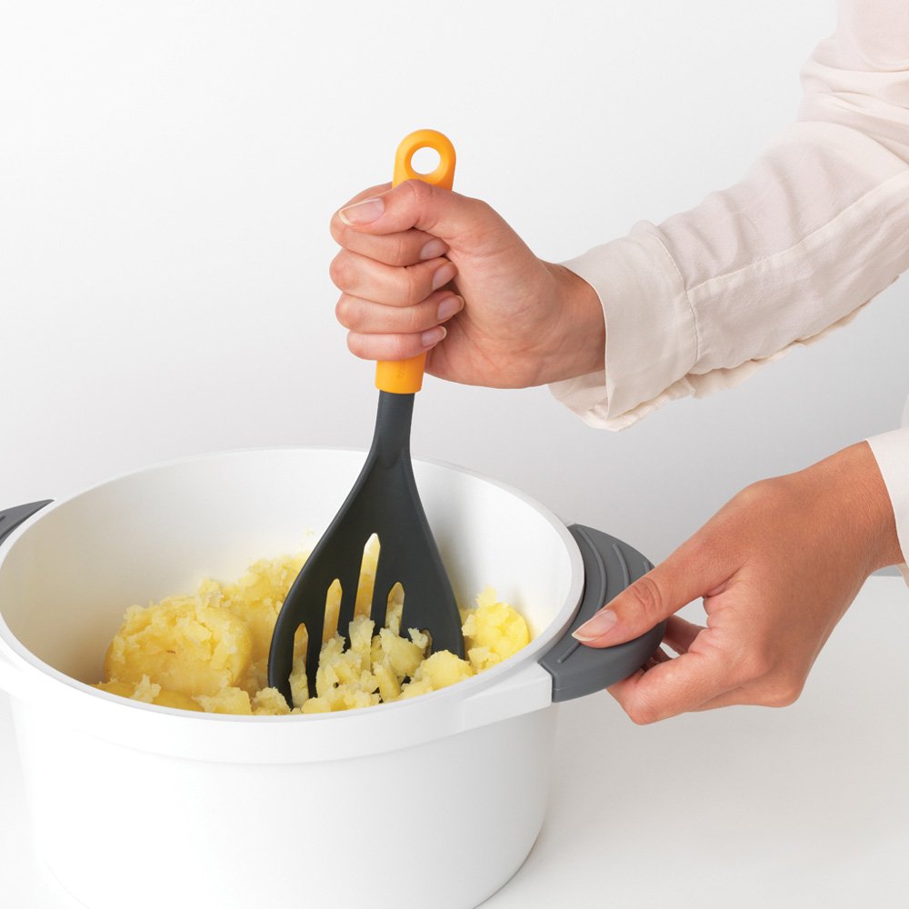 Potato Masher Plus Spoon Non Stick Honey Yellow