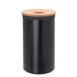 Brabantia Laundry Bin 60L, Cork Lid Black - The Organised Store