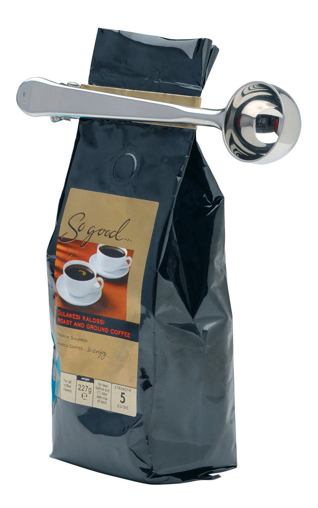 Coffee Measuring Spoon and Bag Clip, Stainless Steel