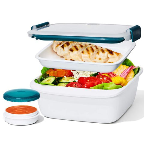 Sistema To Go Triple Split Lunch Box with Yoghurt Pot, 2L BLUE