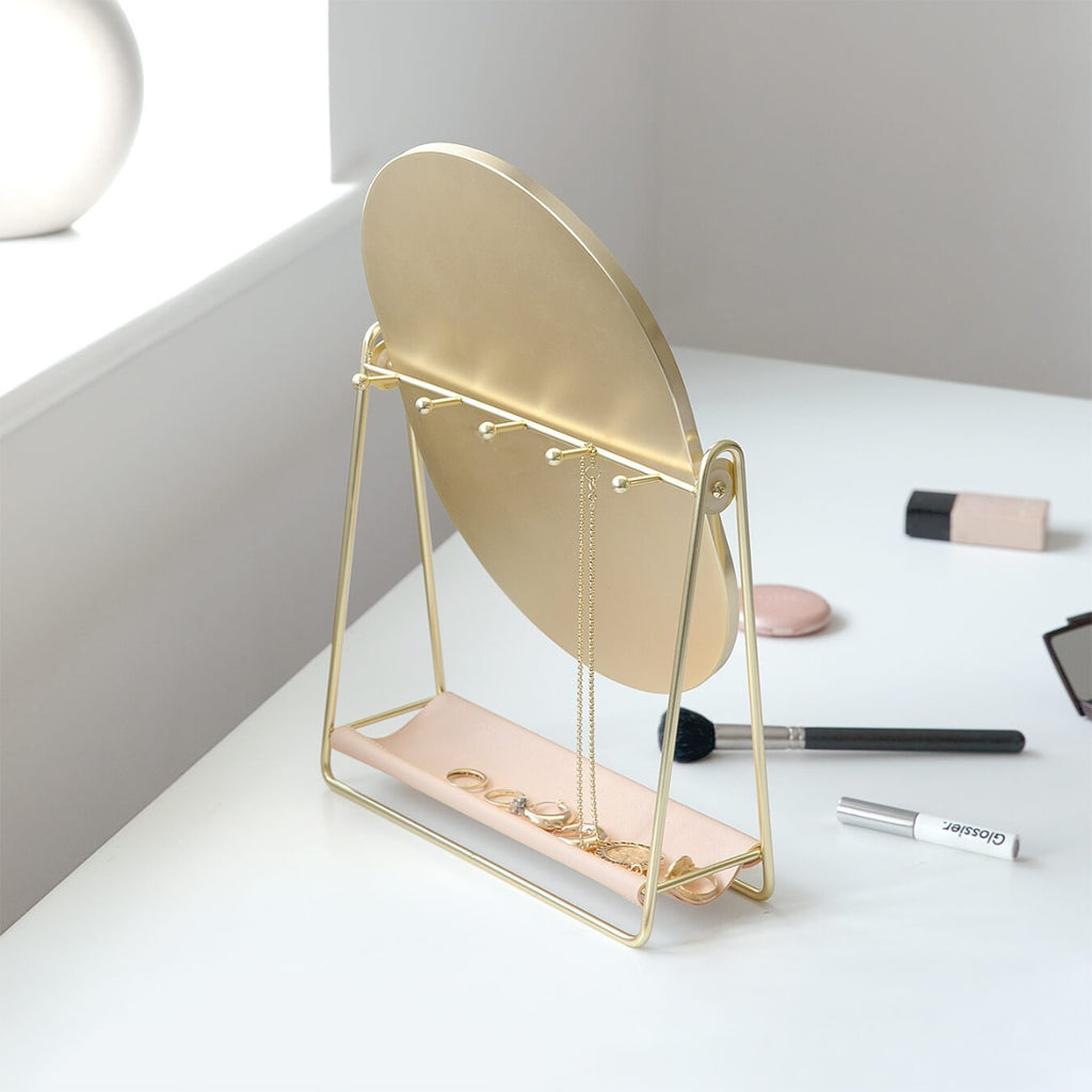 Dressing Table Mirror & Jewellery Stand - Blush & Gold