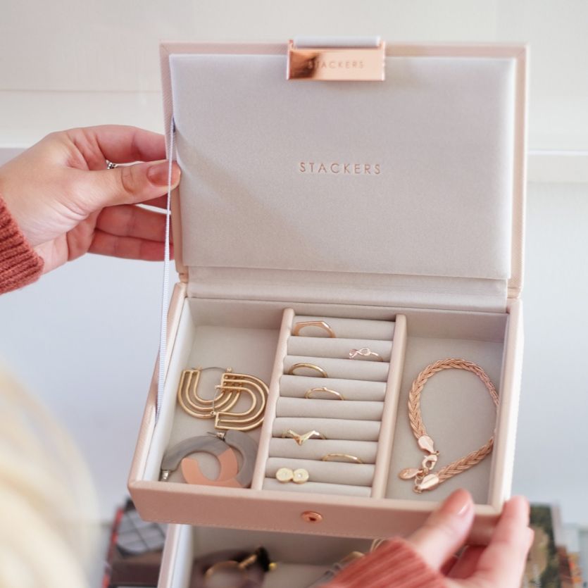 Stackers Mini Jewellery Lidded Box Taupe or Blush - The Organised Store