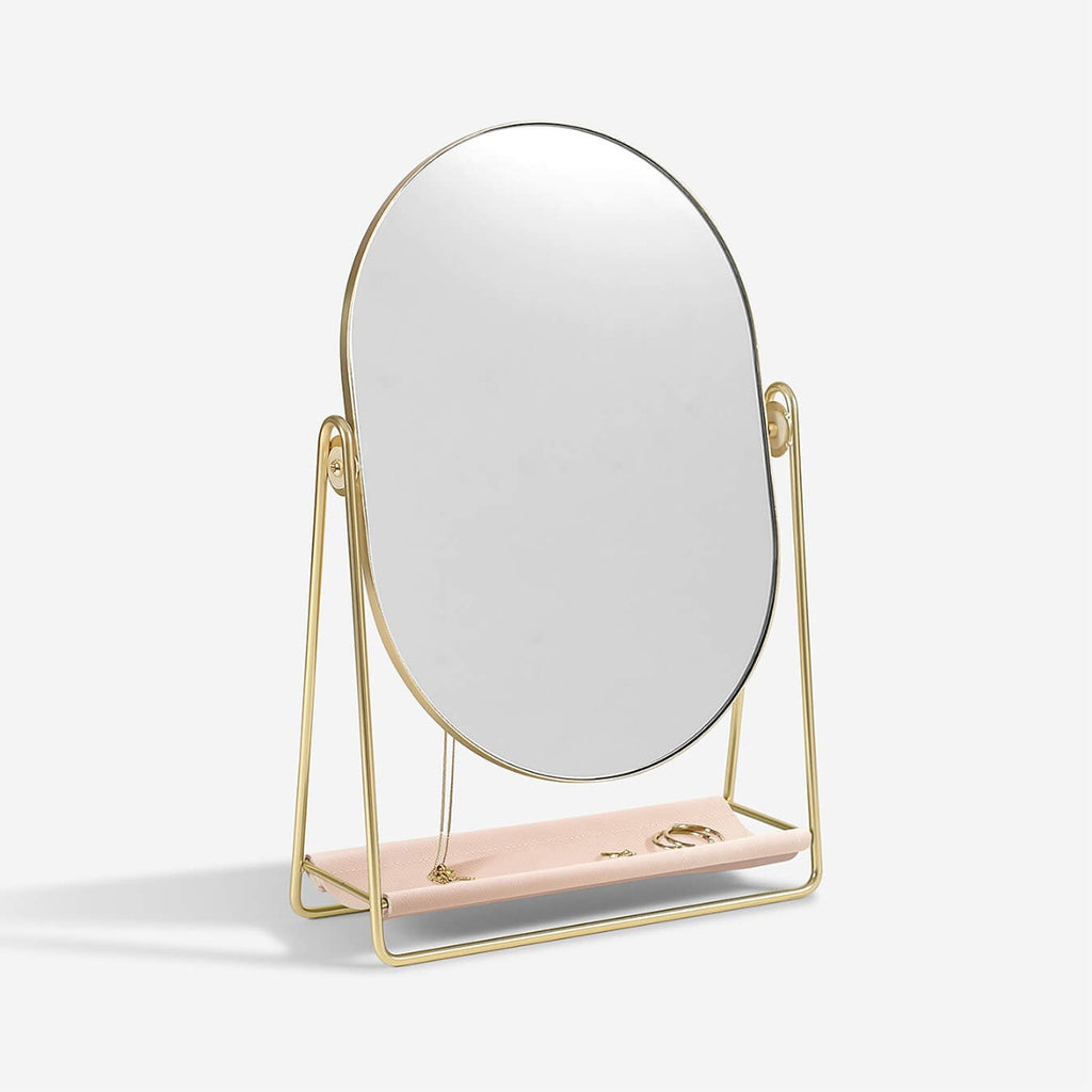 Dressing Table Mirror & Jewellery Stand - Blush & Gold