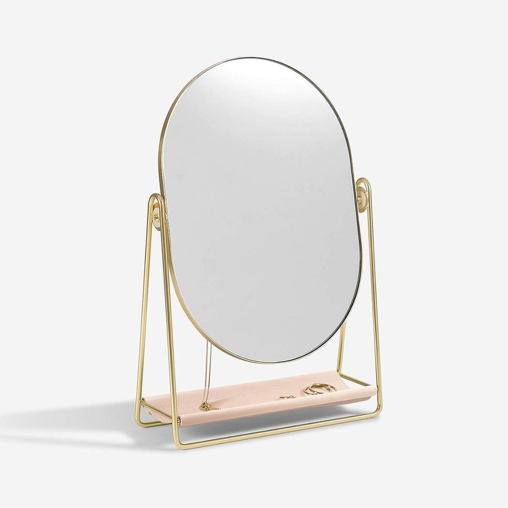 Blush & Gold Dressing Table Mirror & Jewellery Stand The Organised Store