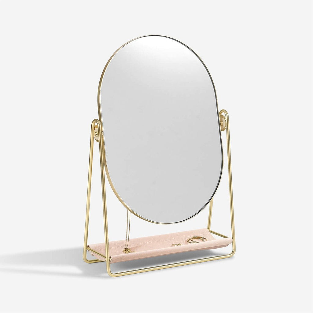 Blush & Gold Dressing Table Mirror & Jewellery Stand