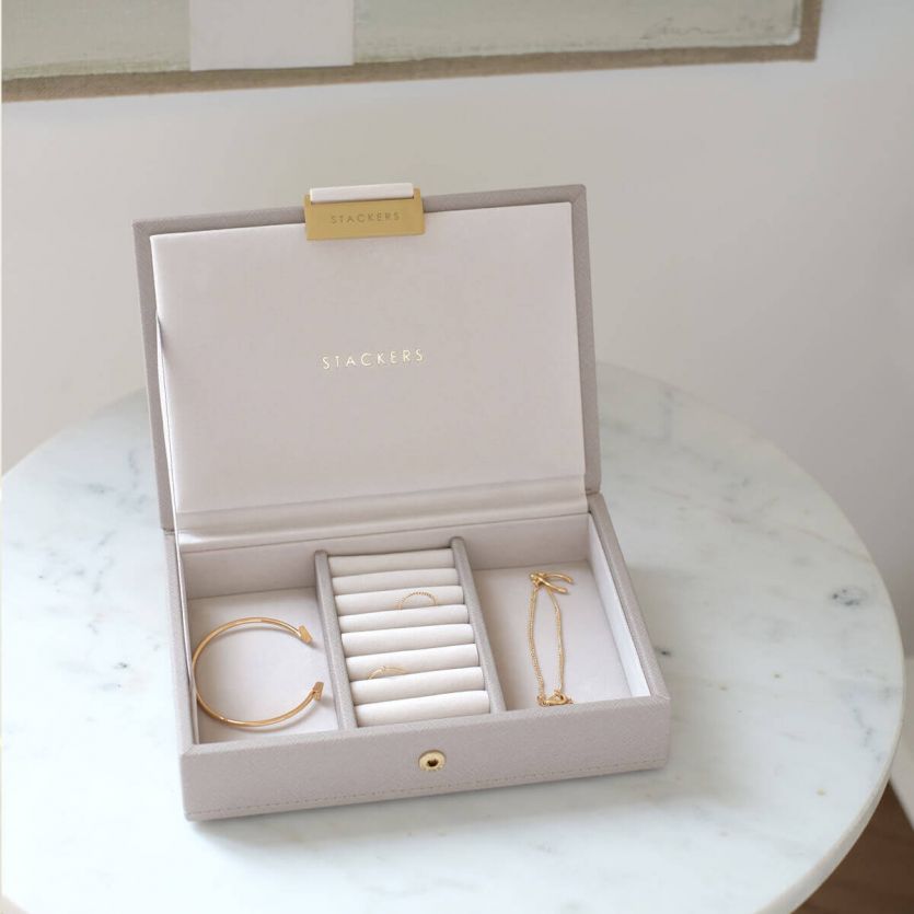 Stackers Mini Jewellery Lidded Box Taupe or Blush - The Organised Store
