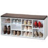 Shoe Storage Bench White Brown Cushion