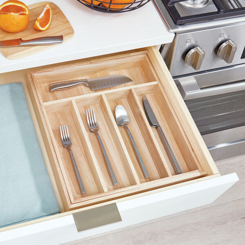 Adjustable Cutlery Tray - White Bamboo